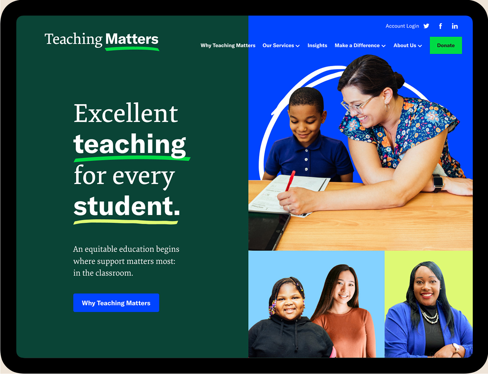 Teaching-Matters-Education-Nonprofit-Website-DesignHomepage-Tablet